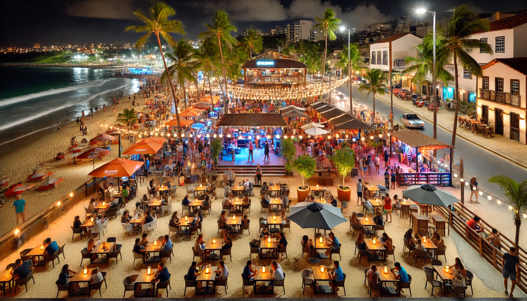 Desfrutar da Vida Noturna em Maceió, destacando a vibrante e energética cena noturna nas áreas de Ponta Verde e Jatiúca.